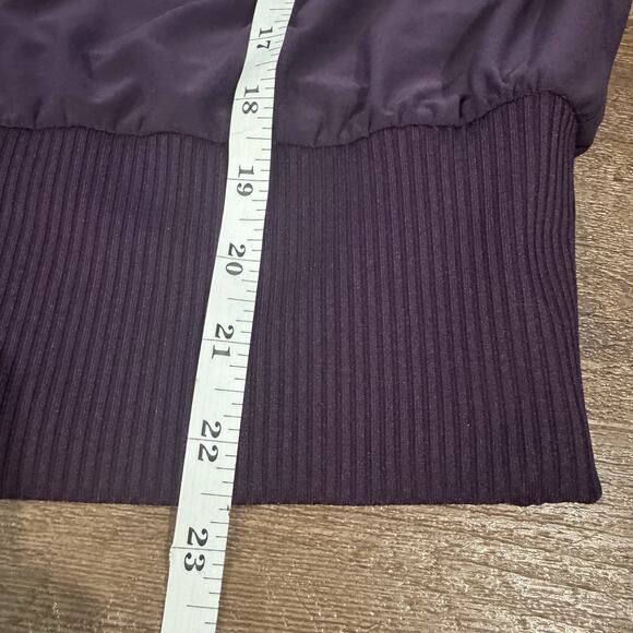 WHBM Banded Bottom Deep V-Neck Shirt Amethyst Purple See Measurements for Size - Picture 14 of 15